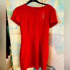 Mini red cocktail dress - beautiful texture and zipper - perfect for the holiday